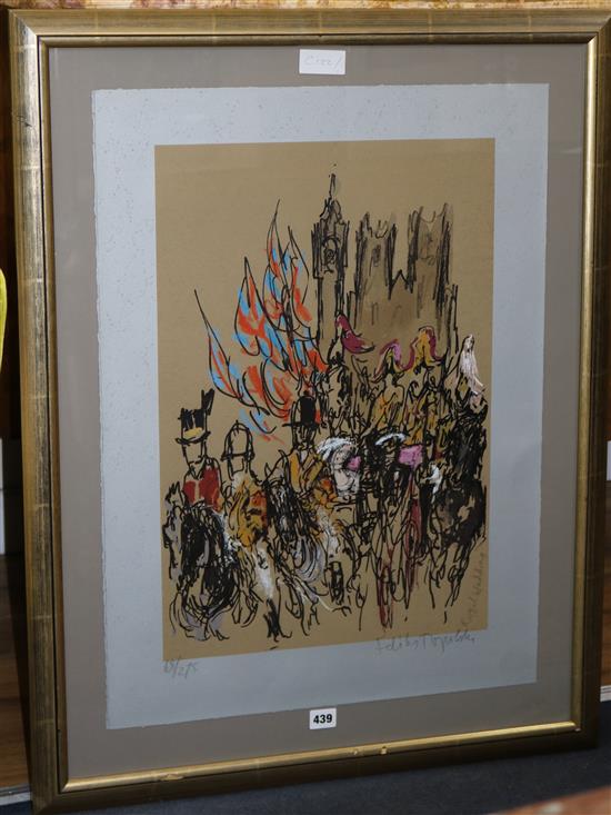 Felix Topolski, lithograph, The Royal Wedding, signed and numbered 68/275
